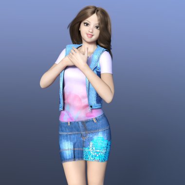 genç bir kadının 3d cg işleme