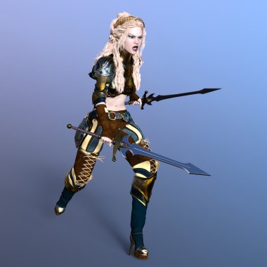 bir kadın savaşçı 3d cg render