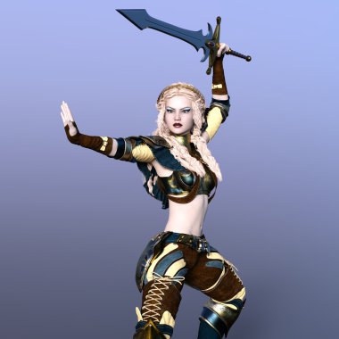 bir kadın savaşçı 3d cg render