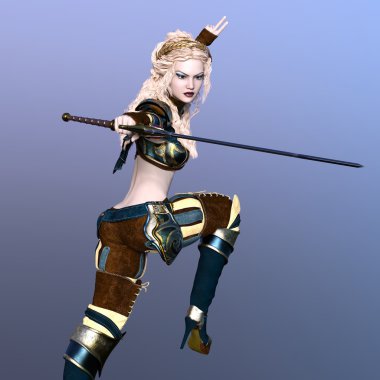bir kadın savaşçı 3d cg render