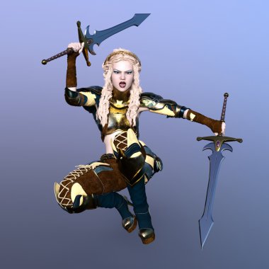 bir kadın savaşçı 3d cg render