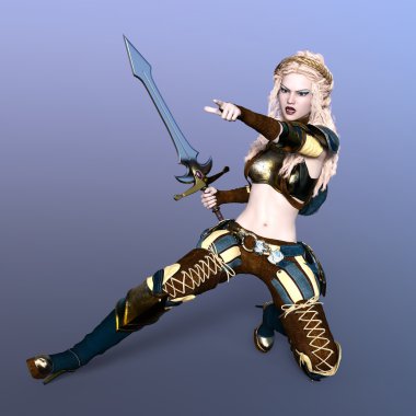 bir kadın savaşçı 3d cg render