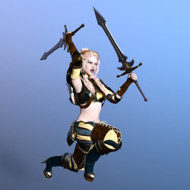bir kadın savaşçı 3d cg render