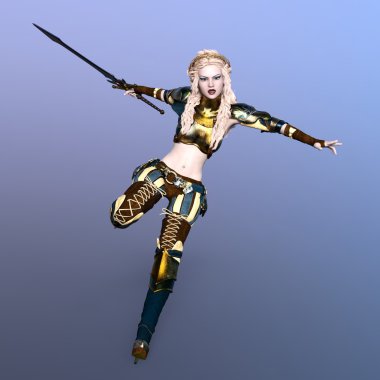 bir kadın savaşçı 3d cg render