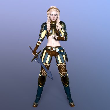 bir kadın savaşçı 3d cg render