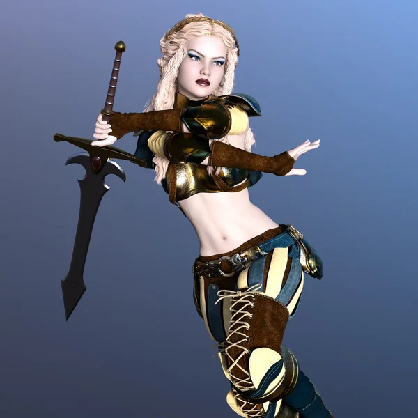 3D CG rendering of a female warrior — Stock Photo, Image