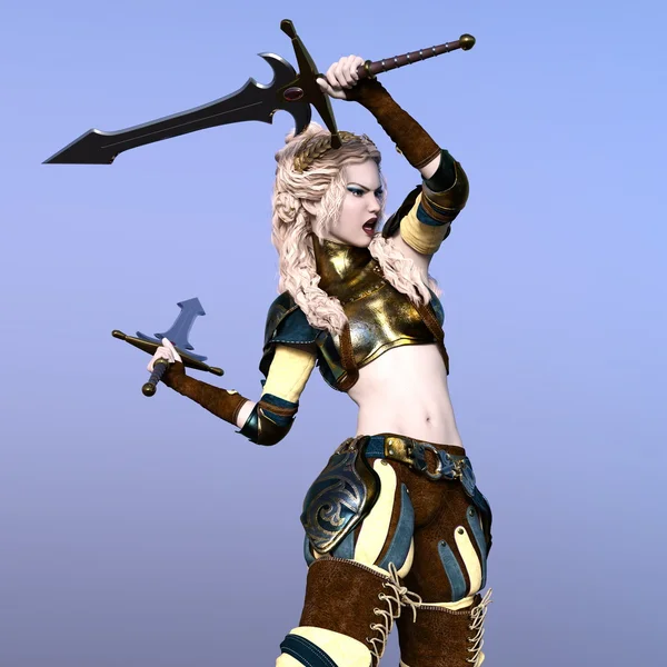 3D CG rendering of a female warrior — Stock Photo, Image