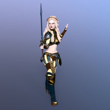 bir kadın savaşçı 3d cg render