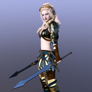bir kadın savaşçı 3d cg render