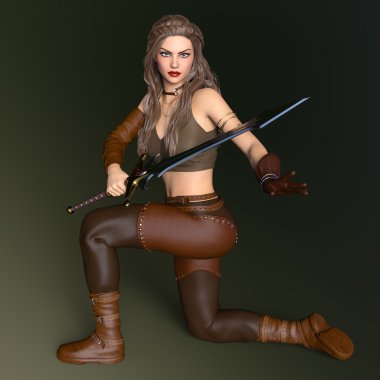 bir kadın savaşçı 3d cg render