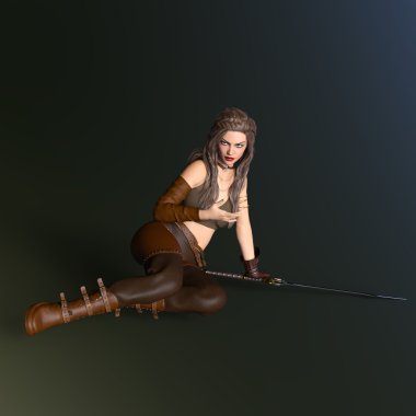 bir kadın savaşçı 3d cg render