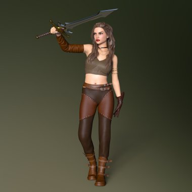 bir kadın savaşçı 3d cg render