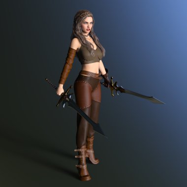 bir kadın savaşçı 3d cg render