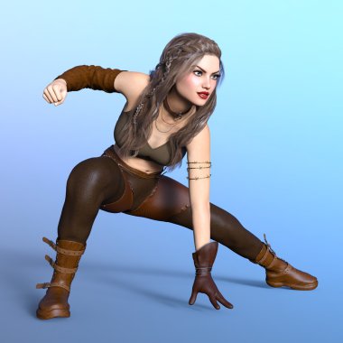 bir kadın savaşçı 3d cg render