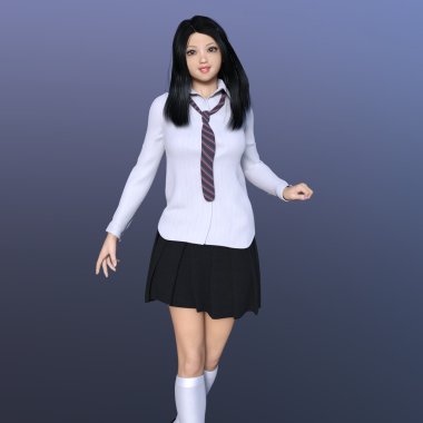 Liseli bir kız 3d cg render