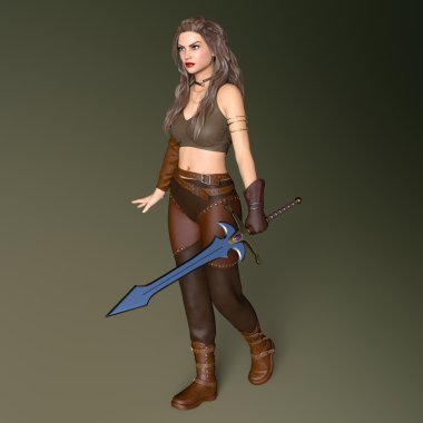 bir kadın savaşçı 3d cg render