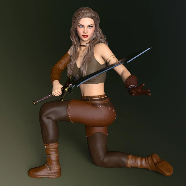 3D-cg rendering van een vrouwelijke krijger — Stockfoto