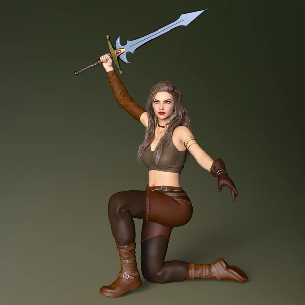 3D CG rendering of a female warrior — Stock Photo, Image