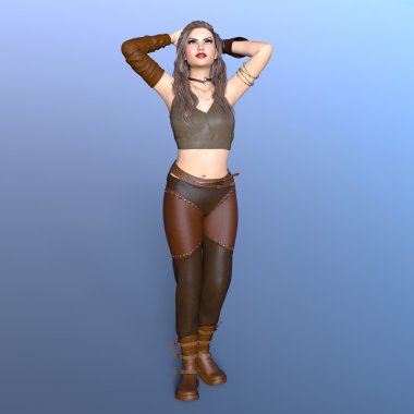 bir kadın savaşçı 3d cg render