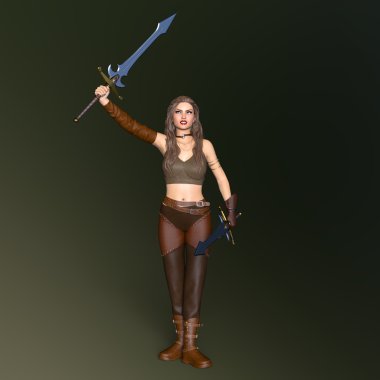 bir kadın savaşçı 3d cg render