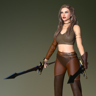 bir kadın savaşçı 3d cg render