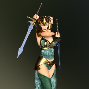 bir kadın savaşçı 3d cg render