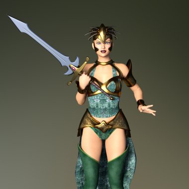 bir kadın savaşçı 3d cg render