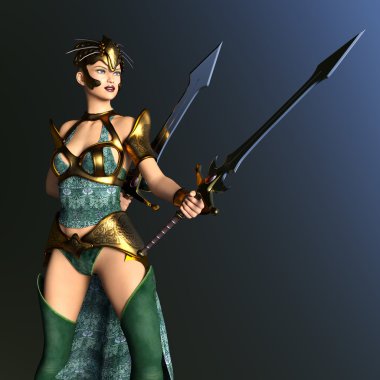 bir kadın savaşçı 3d cg render