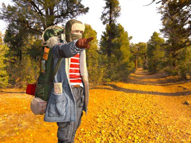 Bir backpacker 3d cg render