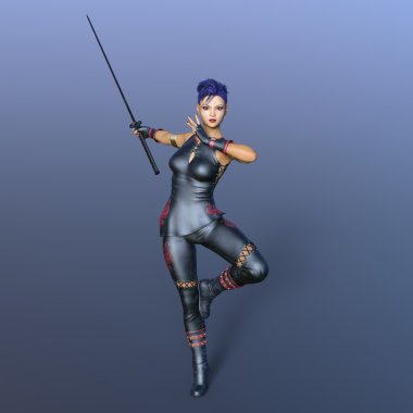 kadın bir eskrimci 3d cg render