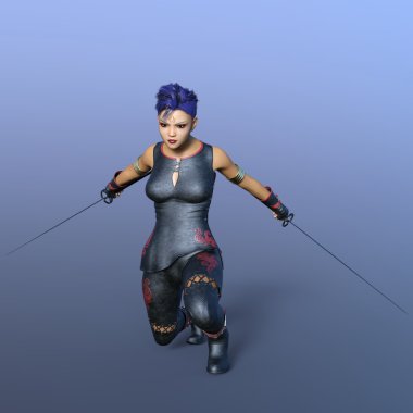 kadın bir eskrimci 3d cg render