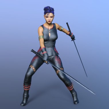 kadın bir eskrimci 3d cg render