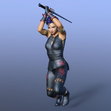kadın bir eskrimci 3d cg render