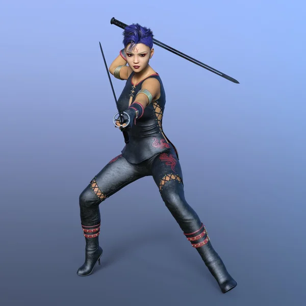 3D CG візуалізація жіночого фехтування — стокове фото