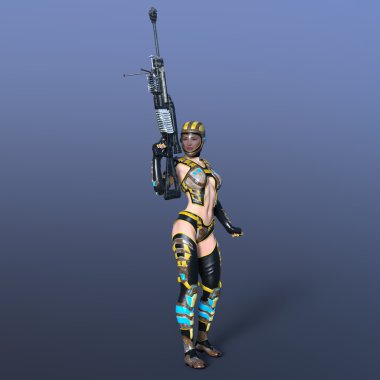 bir kadın savaşçı 3d cg render