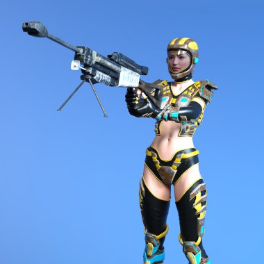 bir kadın savaşçı 3d cg render