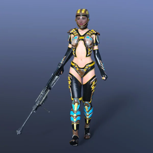 3D CG representación de una guerrera femenina —  Fotos de Stock