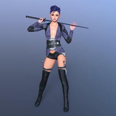 kadın bir eskrimci 3d cg render
