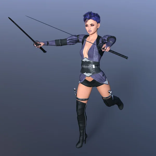 3D CG візуалізація жіночого фехтування — стокове фото