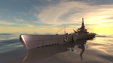 bir denizaltı 3d cg render