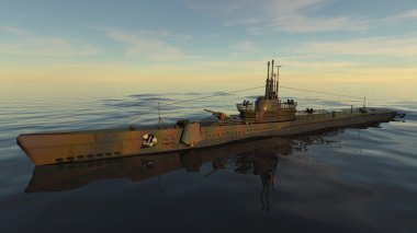 bir denizaltı 3d cg render