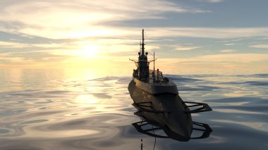 bir denizaltı 3d cg render