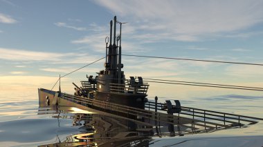 bir denizaltı 3d cg render