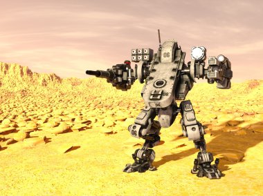 bir savaş robotu 3d cg render