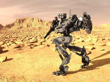 bir savaş robotu 3d cg render