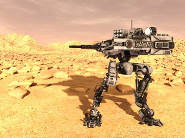 bir savaş robotu 3d cg render