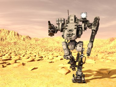 bir savaş robotu 3d cg render