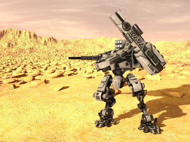 bir savaş robotu 3d cg render