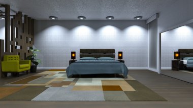 3d cg render yatak odası