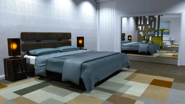 3D CG renderização do quarto de cama — Fotografia de Stock